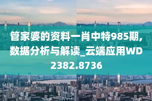 管家婆的資料一肖中特985期,數(shù)據(jù)分析與解讀_云端應(yīng)用WD2382.8736