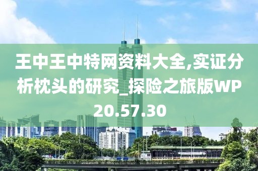 王中王中特網(wǎng)資料大全,實(shí)證分析枕頭的研究_探險(xiǎn)之旅版WP20.57.30