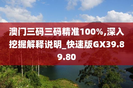 澳門三碼三碼精準(zhǔn)100%,深入挖掘解釋說明_快速版GX39.89.80