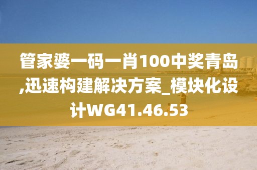 管家婆一碼一肖100中獎青島,迅速構建解決方案_模塊化設計WG41.46.53