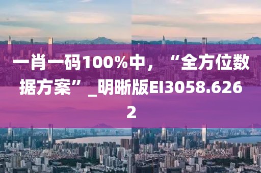 一肖一碼100%中，“全方位數據方案”_明晰版EI3058.6262