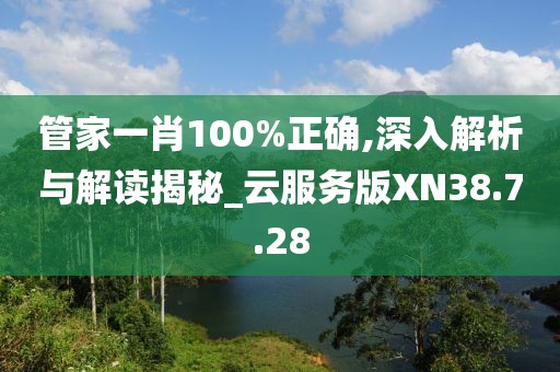 管家一肖100%正確,深入解析與解讀揭秘_云服務(wù)版XN38.7.28