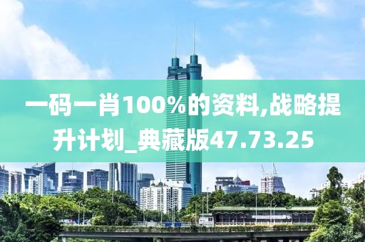 一碼一肖100%的資料,戰(zhàn)略提升計(jì)劃_典藏版47.73.25