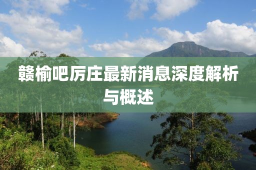 贛榆吧厲莊最新消息深度解析與概述