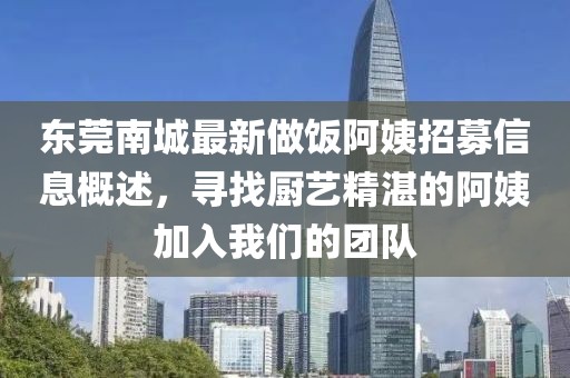 東莞南城最新做飯阿姨招募信息概述，尋找廚藝精湛的阿姨加入我們的團(tuán)隊(duì)