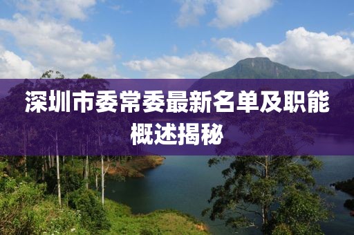 深圳市委常委最新名單及職能概述揭秘