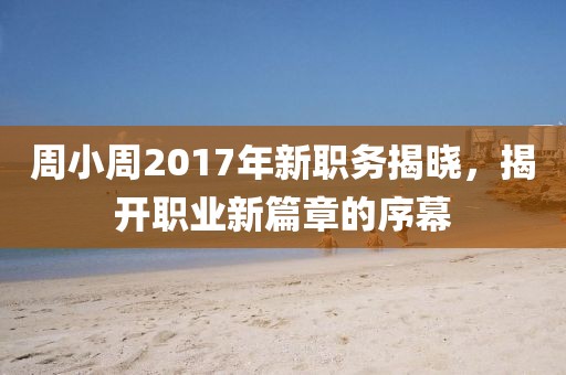 周小周2017年新職務(wù)揭曉，揭開職業(yè)新篇章的序幕