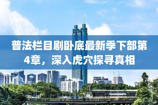 普法欄目劇臥底最新季下部第4章，深入虎穴探尋真相