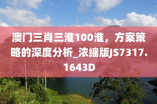 澳門三肖三淮100淮，方案策略的深度分析_濃縮版JS7317.1643D