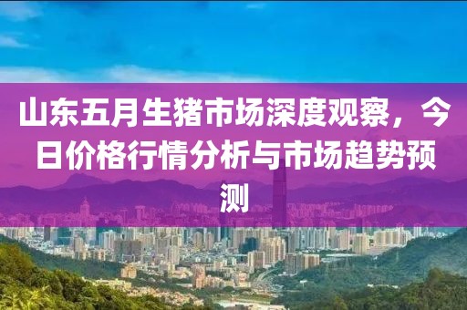 山東五月生豬市場深度觀察，今日價格行情分析與市場趨勢預(yù)測