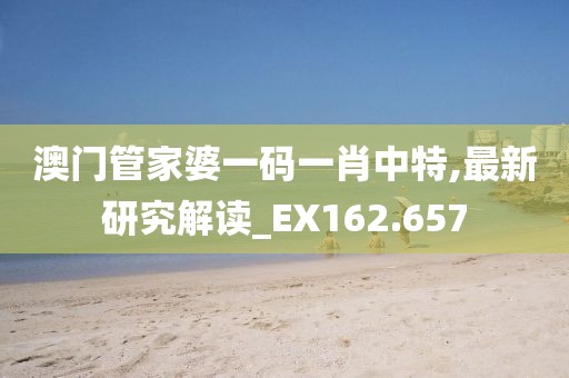 澳門管家婆一碼一肖中特,最新研究解讀_EX162.657