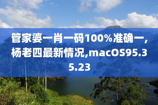 管家婆一肖一碼100%準確一,楊老四最新情況,macOS95.35.23