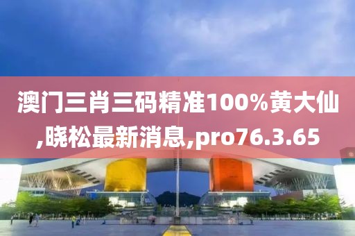 澳門三肖三碼精準(zhǔn)100%黃大仙,曉松最新消息,pro76.3.65