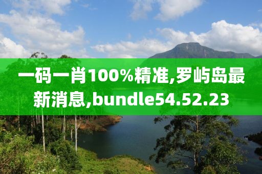 一碼一肖100%精準(zhǔn),羅嶼島最新消息,bundle54.52.23