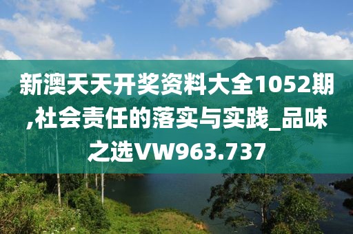 新澳天天開獎資料大全1052期,社會責(zé)任的落實與實踐_品味之選VW963.737