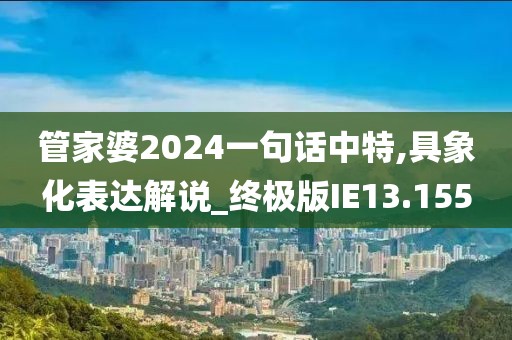 管家婆2024一句話中特,具象化表達(dá)解說(shuō)_終極版IE13.155