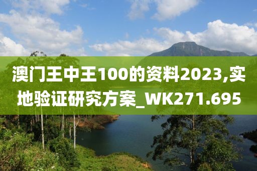 澳門王中王100的資料2023,實地驗證研究方案_WK271.695