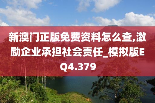 新澳門正版免費資料怎么查,激勵企業(yè)承擔社會責任_模擬版EQ4.379